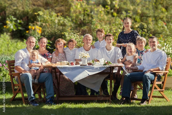 Fototapeta Most beautiful happy family in garden