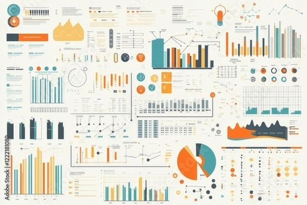Fototapeta Comprehensive Business Analytics Dashboard: A Visual Presentation of Key Performance Indicators and Data Insights