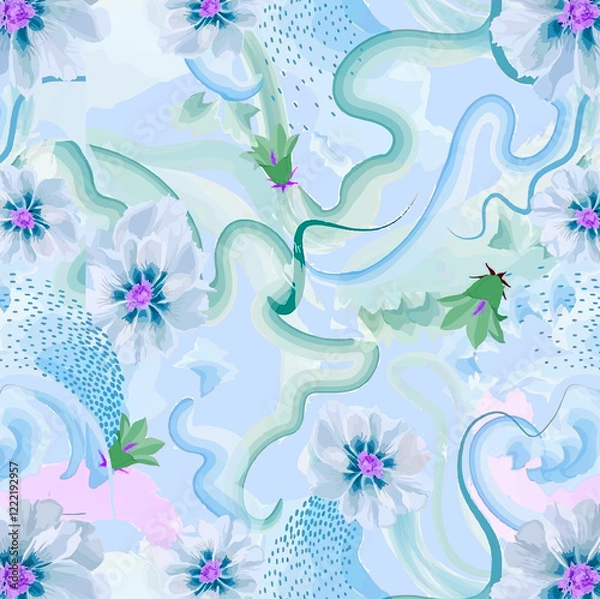 Obraz Abstract seamless pattern with watercolor flowers