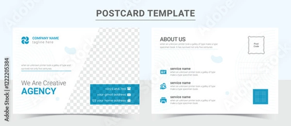 Fototapeta Corporate business or marketing agency postcard template design or amazing and modern eddm postcard design template layout. Vector postcard design.