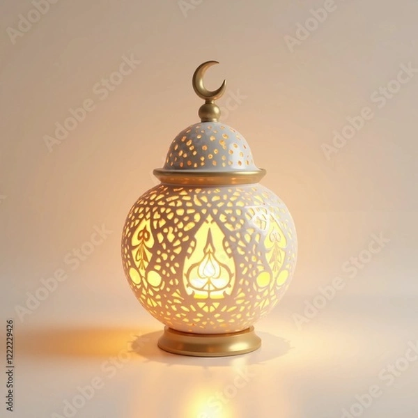 Fototapeta arabic lamp isolated on white background. ramadan illustration with lamp. Eid Mubarak theme