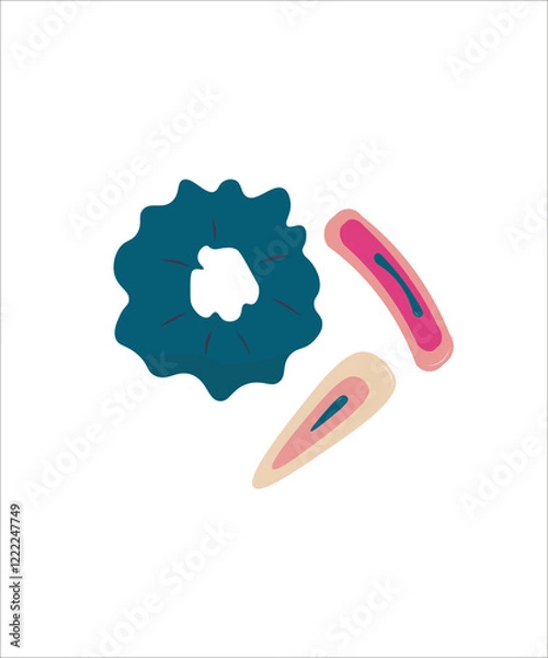 Fototapeta elastic band and hairpin from the in flat graphics on a white background. a simple illustration of beauty things for hair
