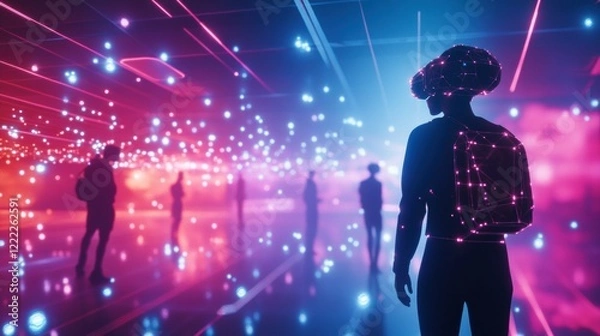 Fototapeta Metaverse connecting users across a virtual universe