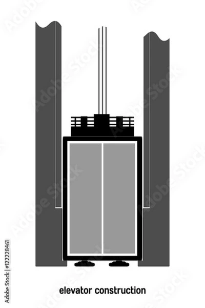 Fototapeta Vector illustration of a concept of the elevator device in the h