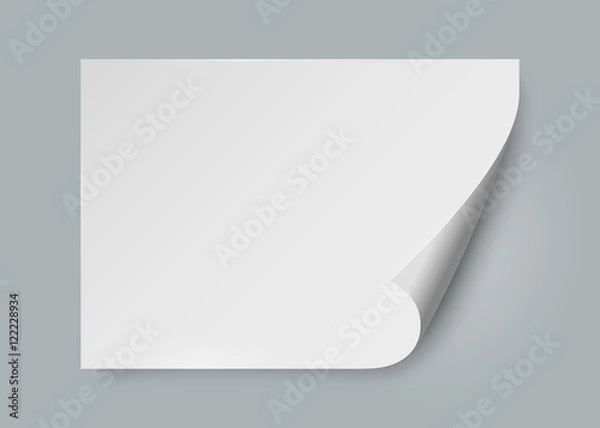 Fototapeta Empty paper sheet. Isolated on gray background. Vector illustration, eps 10.