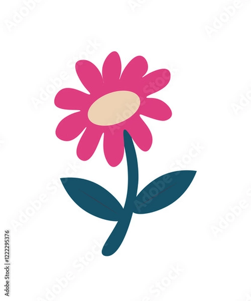 Fototapeta vector flower on a white background. beautiful retro-style flower in flat graphics