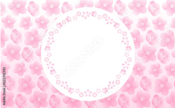 Fototapeta カードやバナー広告に使いやすい春の桜の花びらが舞うおしゃれな背景・バックグラウンドフレーム素材