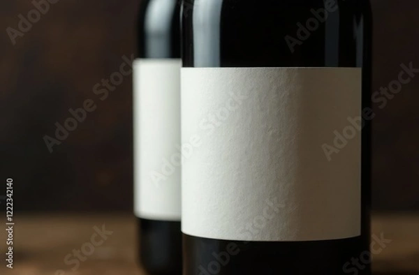 Fototapeta Close up of wine bottle with a blank label. mockup