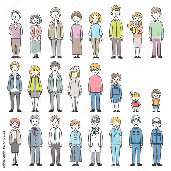 Obraz 様々な人々の全身イラスト