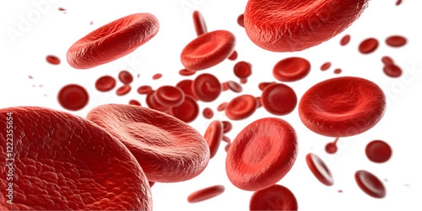 Fototapeta flowing red blood cells isolated on transparent background