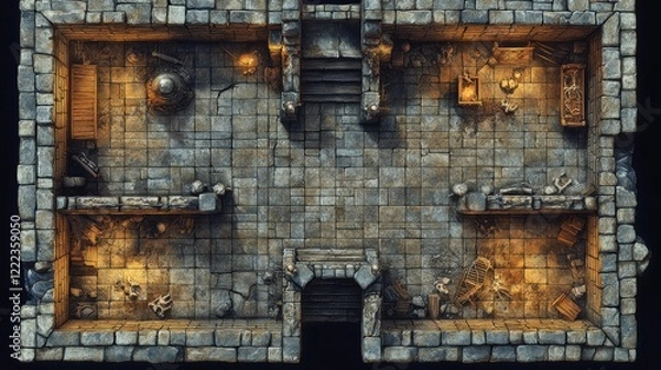 Fototapeta Underground Crypt Battlemap Design for Tabletop Gaming Adventures