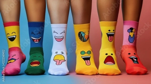 Fototapeta Humorous Sock Designs Featuring Fun Prints and Colorful Puns