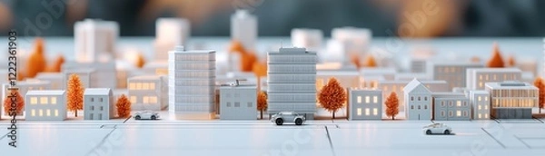 Fototapeta Urban model display cityscape architectural design contemporary environment aerial view urban planning concept