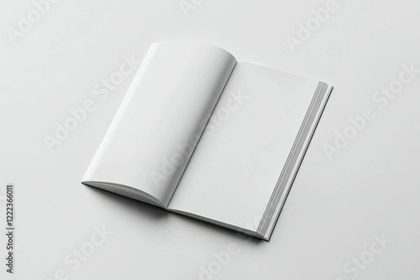 Fototapeta High Resolution Image of Blank White Thin Close Magazine , A6 Top View