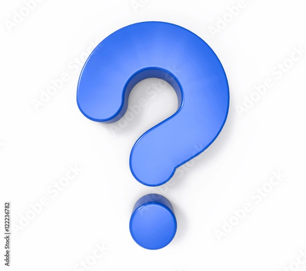 Fototapeta 3D Isolated Blue Question Mark. Doubt Solution Support Concept.