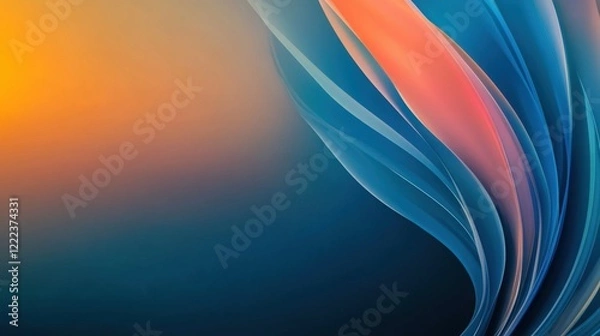 Fototapeta Soft Abstract Background with Flowing Colors of Orange, Blue, and Gradient Shades