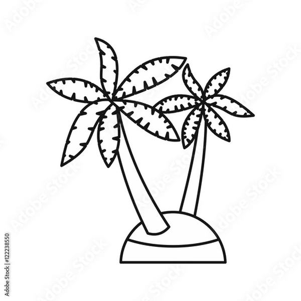 Fototapeta Palm trees icon in outline style on a white background vector illustration