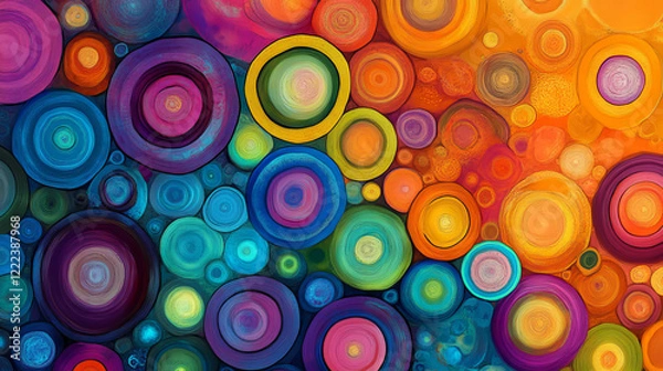 Fototapeta Abstract vector background with color rainbow circles 