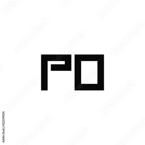 Fototapeta PO monogram logo design letter text name symbol monochrome logotype alphabet character simple logo