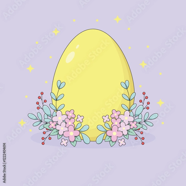 Fototapeta Cute Easter Egg in Flowers Vector Illustration.