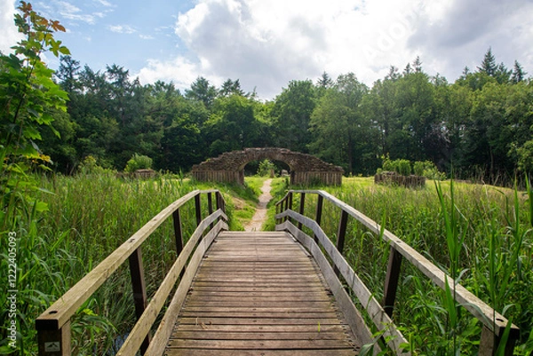 Fototapeta Ruins of 12th century motte castle Kuinre, Flevoland, Netherlands