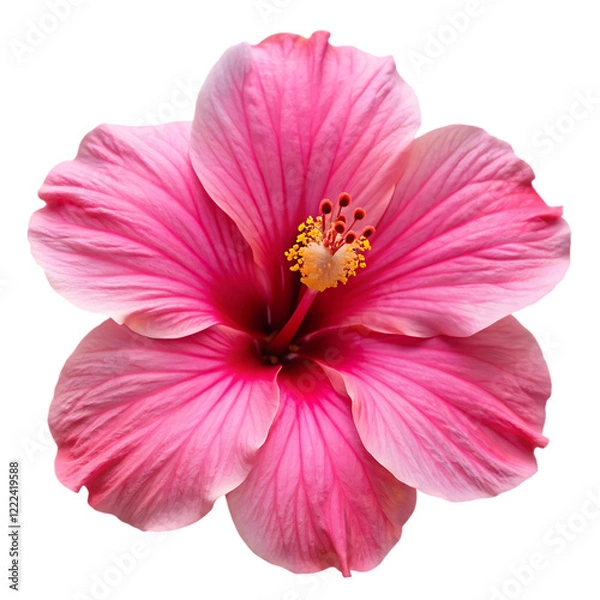 Obraz Beautiful Pink Hibiscus Flower Blossom Isolated Black Background Bloom Fresh Plant Macro  