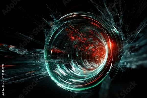 Obraz This dynamic image presents a futuristic tunnel effect with vibrant colors and light streaks, creating a sense of depth and motion that captivates the viewer.