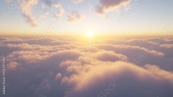 Fototapeta Golden Hour Above the Clouds: A Breathtaking Aerial View of a Sunset