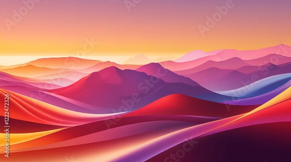 Fototapeta Serene Mountain Sunset Abstract Background with Warm Gradients – 4K Illustration
