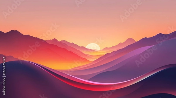 Obraz Vibrant Sunset Over Mountains – High-Resolution Abstract Design