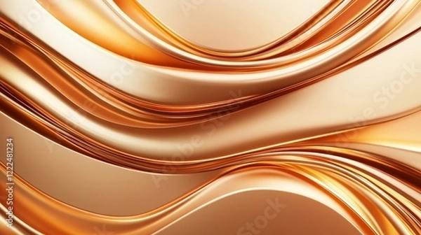 Fototapeta Abstract Golden Waves: A Symphony of Curves and Light