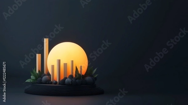 Fototapeta Modern modern depiction of a Reward Icon with Stylized Sun and Elements