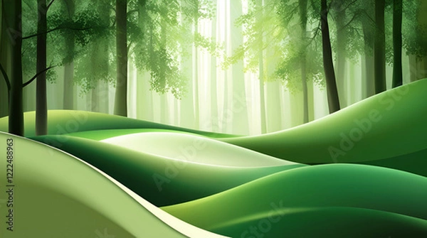 Obraz Peaceful Green Forest Canopy with Soft Gradients – Perfect for Eco-Friendly Projects