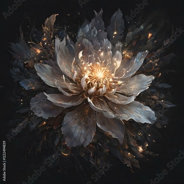 Fototapeta Luminous Lotus Bloom Mystical Digital Flower Painting