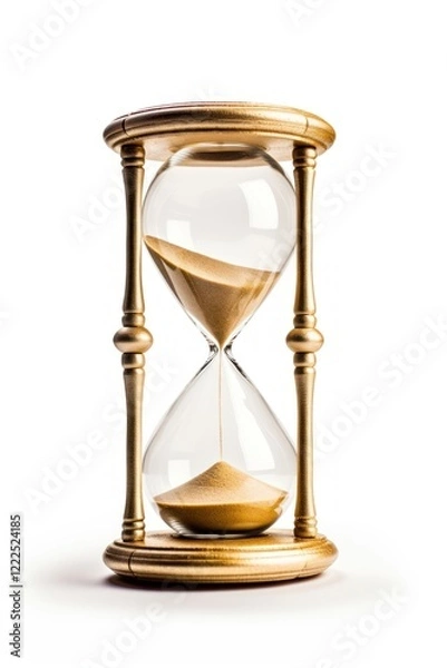 Obraz Hourglass sand white background deadline lighting.