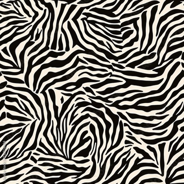 Fototapeta Seamless pattern with black and white zebra print texture