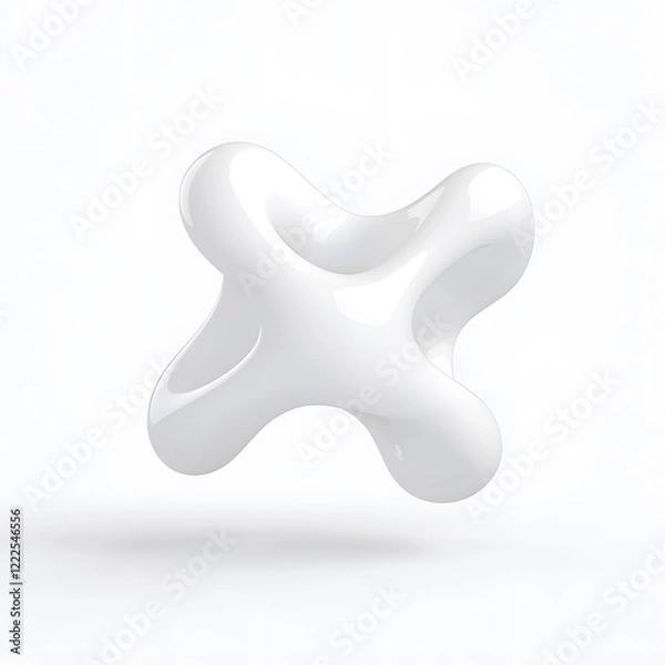 Fototapeta White Organic metaball shape 3d illustration isolated on white background
