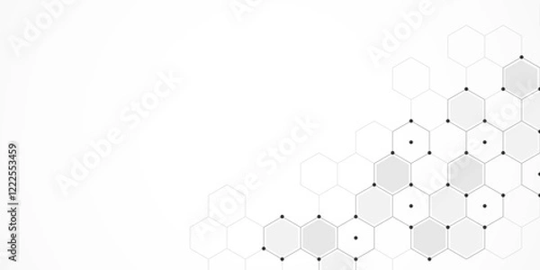 Obraz Vector illustration of hexagons pattern. Geometric abstract background with simple hexagonal elements. Creative idea for medical, technology or science design
