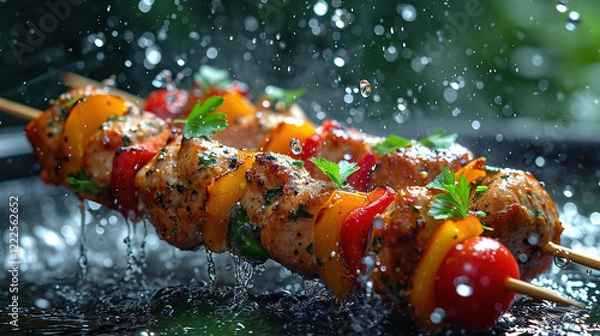 Fototapeta shish kebab on skewers