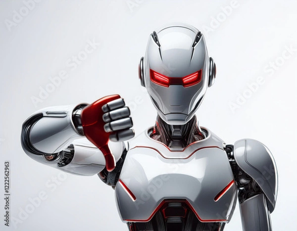 Fototapeta Robot showing a thumbs down gesture