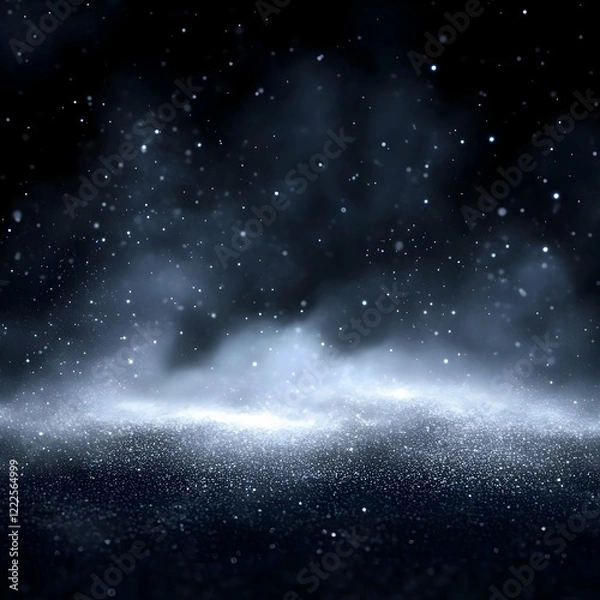 Fototapeta Dark Snowy Background Creates a Mystical Winter Scene with Falling Snowflakes Gently