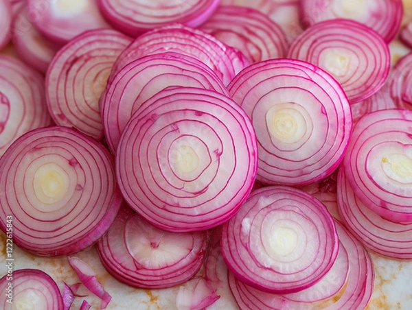 Obraz Close-up onion slices top view.