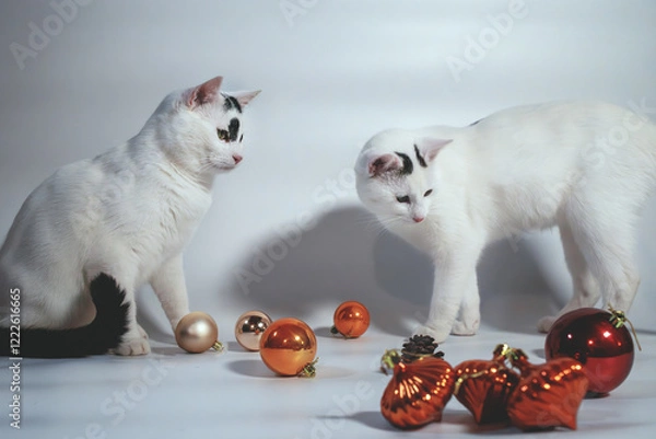 Obraz two white cats