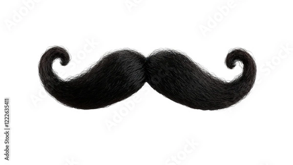 Fototapeta stylish black mustache with curled ends, perfect for adding character