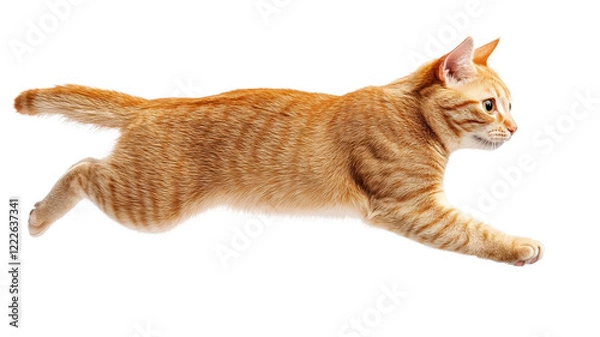 Fototapeta cat running and walking from side view, showcasing its agility and grace