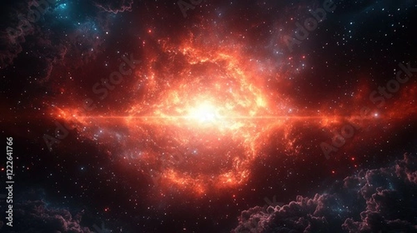Fototapeta Cosmic Explosion Nebula Vibrant Red and Orange Celestial Event
