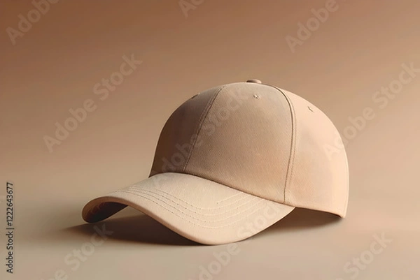 Fototapeta Realistic mockup of a baseball cap in a neutral color, designed for custom branding or logo placement.