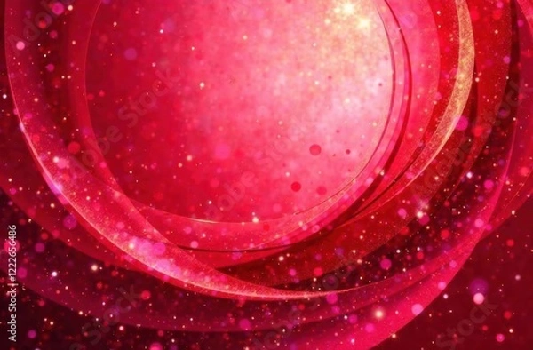 Fototapeta Dynamic swirling shapes: A blend of bright red, soft pink, and shimmering gold tones swirls in a circular pattern. Valentine's day