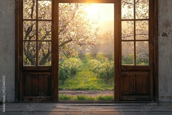 Fototapeta Sunrise Spring Orchard