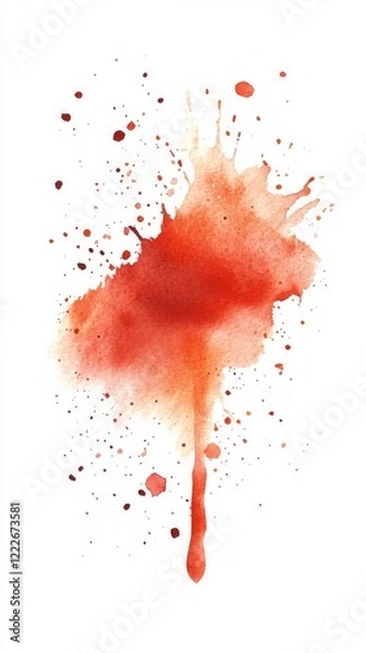 Fototapeta Stunning Watercolor Splatter Art: Vibrant Red Abstract Design